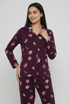 Zivame Farm Lore Knit Cotton Pyjama Set - Plum Purple — thumbnail 4